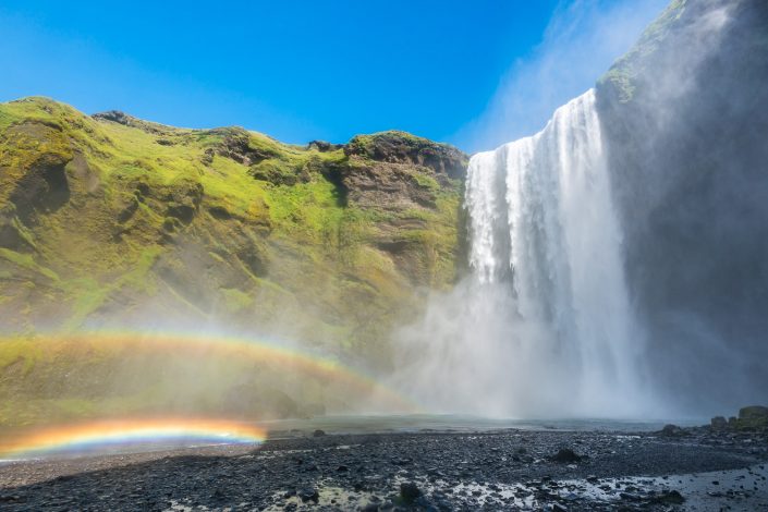 Skogafoss mit Regenbogen, Südisland