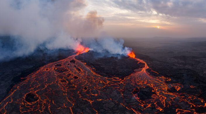 Vulkanausbruch der Sundhnúkur-Kraterkette auf der Reykjanes Halbinsel