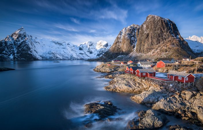 Rote Rorbuer Hütten von Hamnoy, Reine, Lofoten