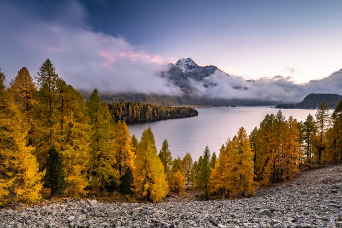 Silsersee im Herbst, Landschaftsfotografie, Engadin, Schweiz