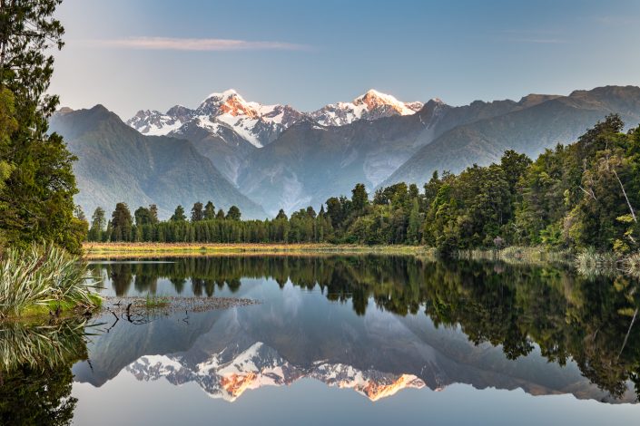 Lake Matheson mit Mount Cook und Mount Tasman