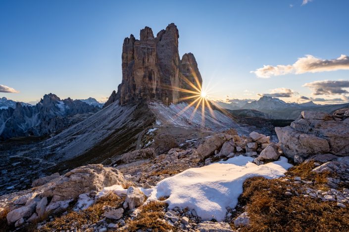 Drei Zinnen bei Sonnenuntergang, Alpen