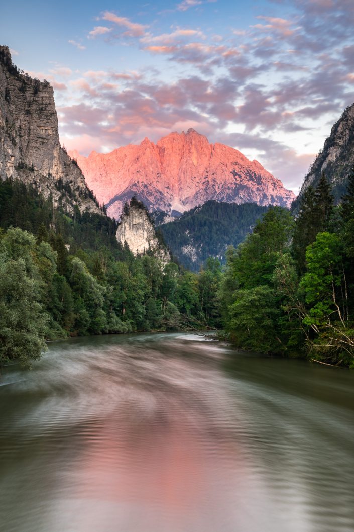 Gesäuseeingang, Sonnenuntergang, Nationalpark Gesäuse, Alpen, Österreich