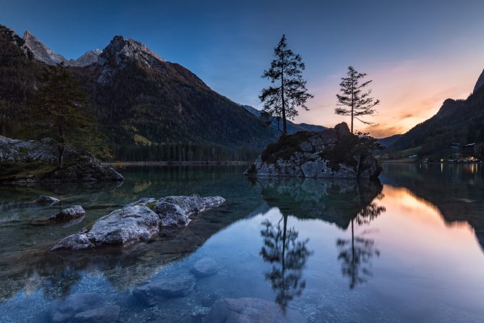 Inseln am Hintersee, Bayern, Deutschland