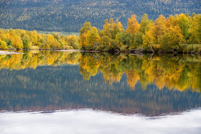 herbstliche Landschaft spiegelt sich, Kvikkjokk