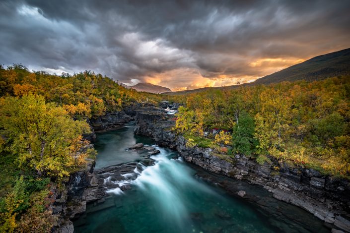 Abisko Canyon bei Sonnenuntergang