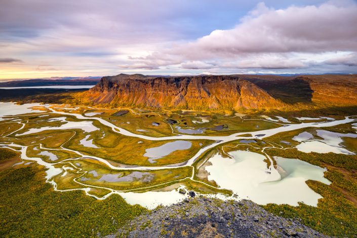 Flussdelta Rapadalen, Herbst, Schweden