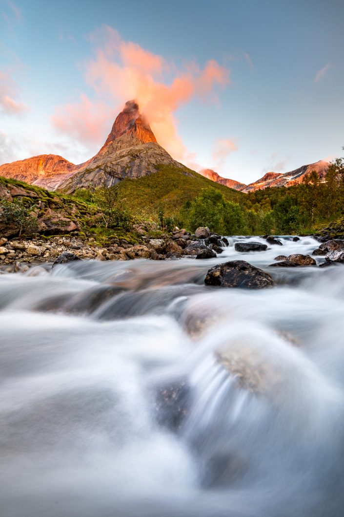 Berg Stetind, Sonnenuntergang, Landschaftsfotografie, Norwegen