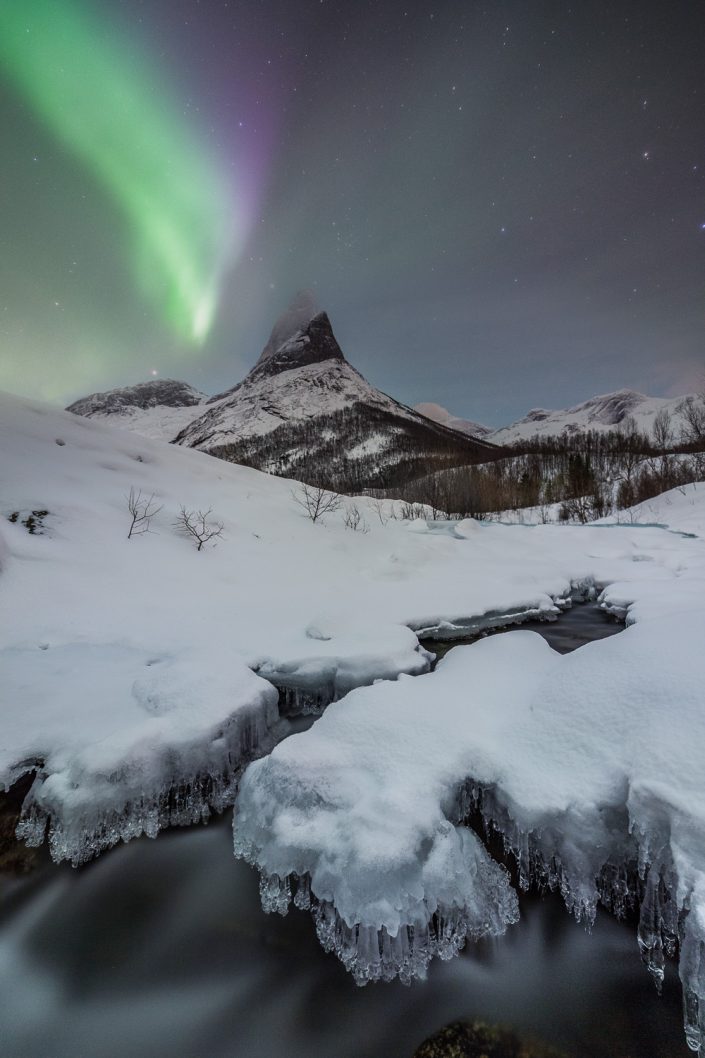 Nordlicht über Stetind, Winter, Norwegen