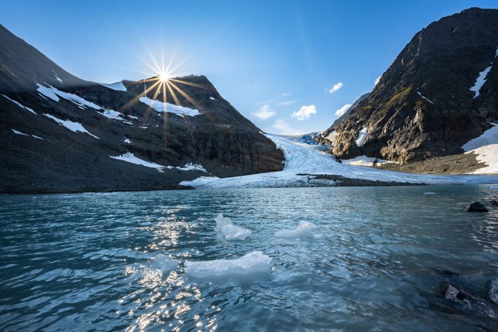 Gletscher Steindalsbreen, Lyngenalpen, Norwegen