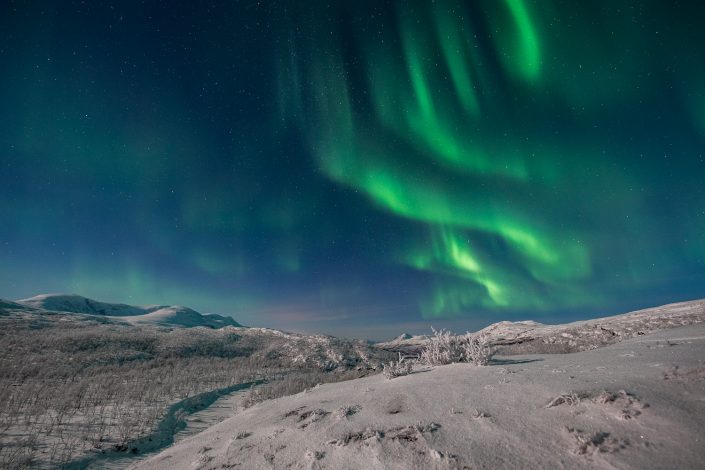 Nordlicht über Bergen, Kilpisjärvi