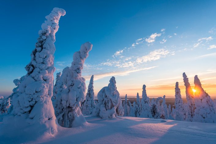 Sonnenuntergang Riisitunturi Nationalpark, Finnland