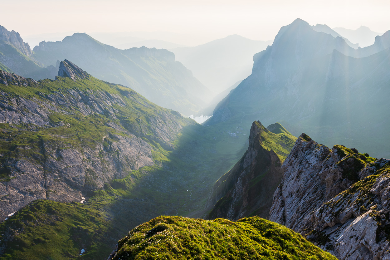 Das Reich der Steinböcke. Blick auf die zerklüfteten Gipfel des Alpsteins.